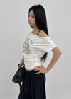 Diez Asymmetrical Off-shoulder Short Sleeve Tee