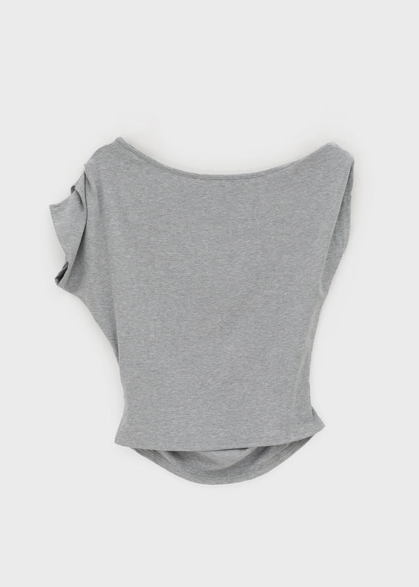 Diez Asymmetrical Off-shoulder Short Sleeve Tee