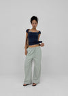 Horon Cool Linen Slim Elastic Waist Pants