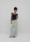 Horon Cool Linen Slim Elastic Waist Pants