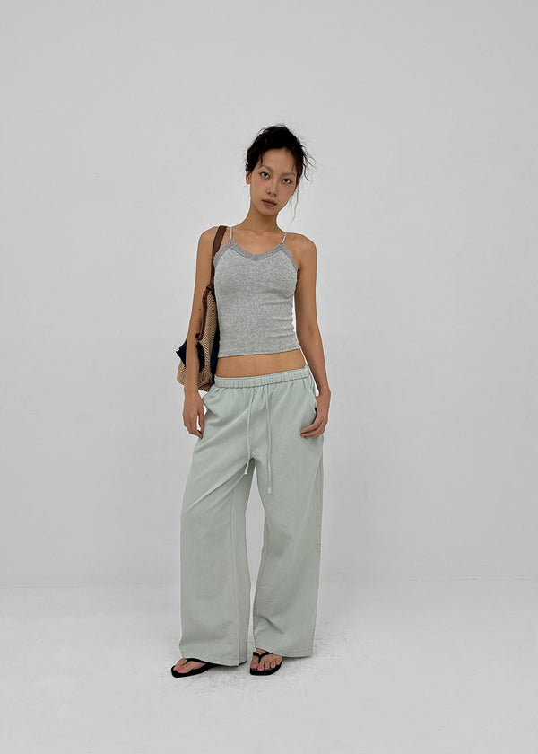 Horon Cool Linen Slim Elastic Waist Pants
