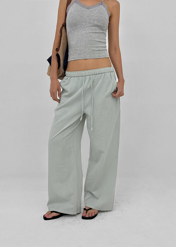 Horon Cool Linen Slim Elastic Waist Pants