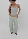 Horon Cool Linen Slim Elastic Waist Pants