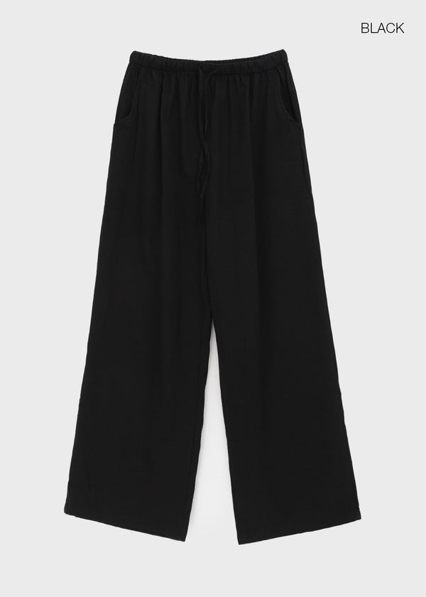 Horon Cool Linen Slim Elastic Waist Pants