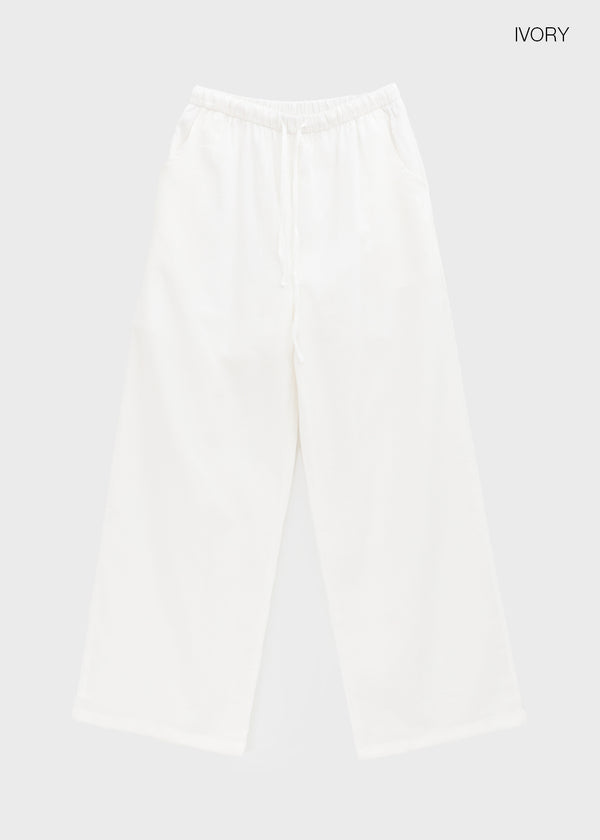 Horon Cool Linen Slim Elastic Waist Pants