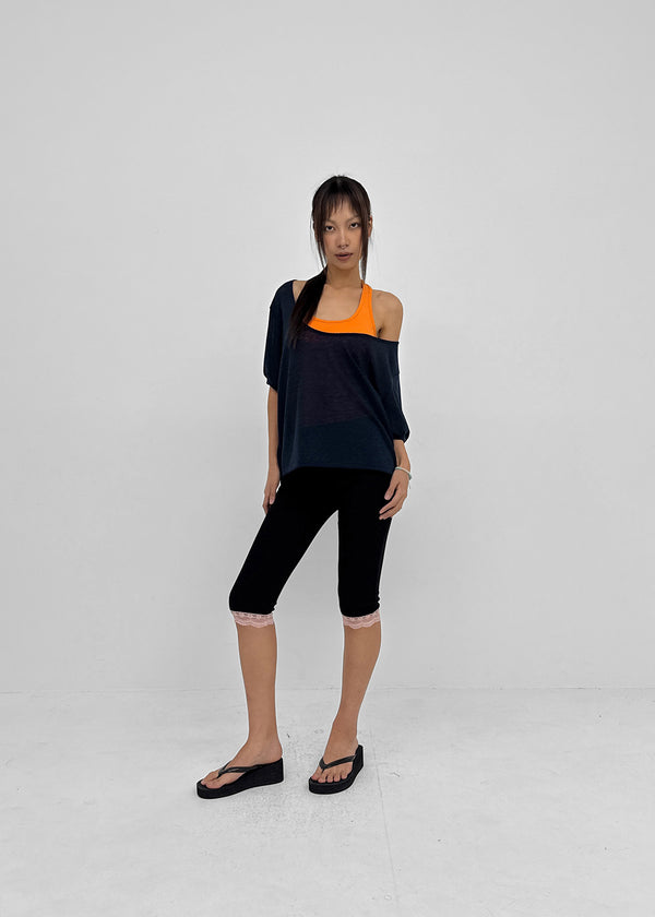 Glam Deep U-neck Summer Knit Short Sleeve Tee