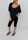 Glam Deep U-neck Summer Knit Short Sleeve Tee
