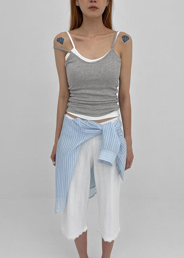 Smenly Backless Ribbed Sleeveless (Built-in Cap)