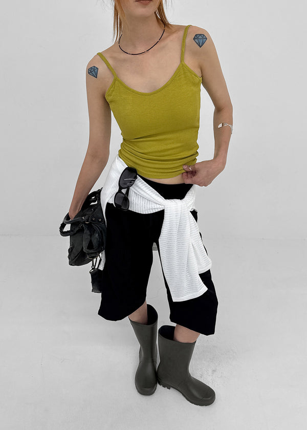 Smenly Backless Ribbed Sleeveless (Built-in Cap)