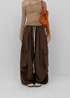 (UNISEX) Char Nylon Cargo String Pants