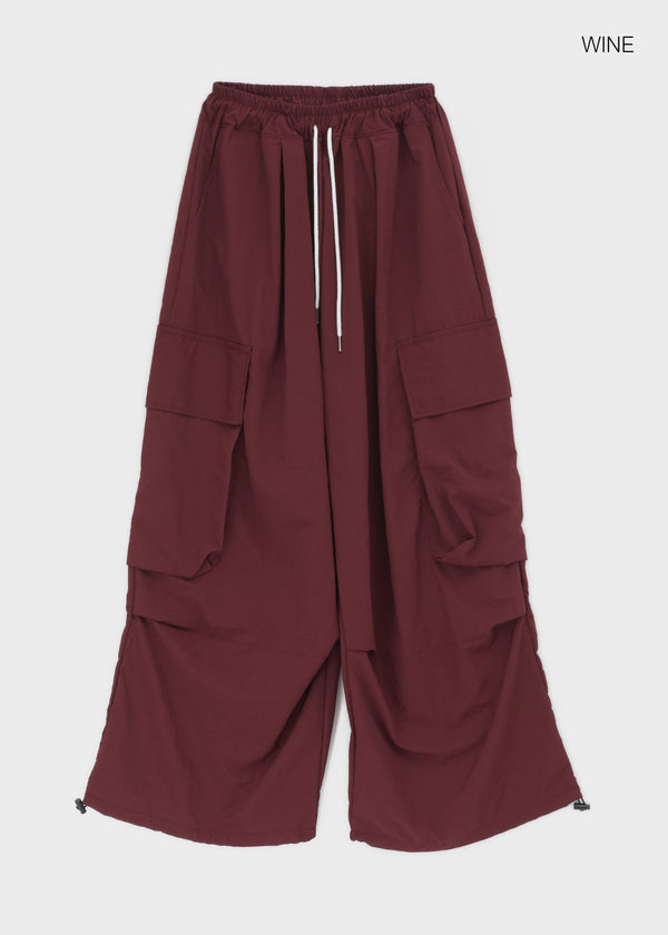 (UNISEX) Char Nylon Cargo String Pants