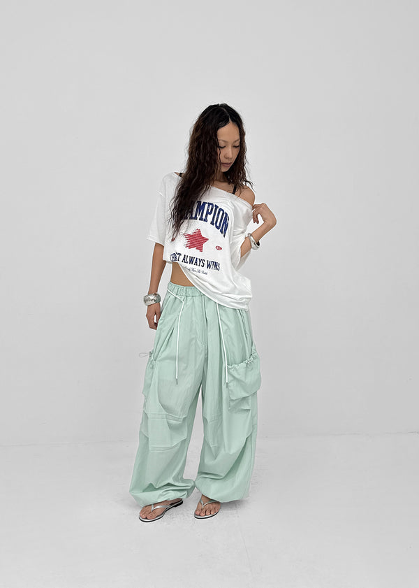 Pzen Printed Off-shoulder Short-sleeve Tee