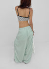 Pink Nylon Cargo Elastic Pants