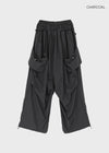 Pink Nylon Cargo Elastic Pants
