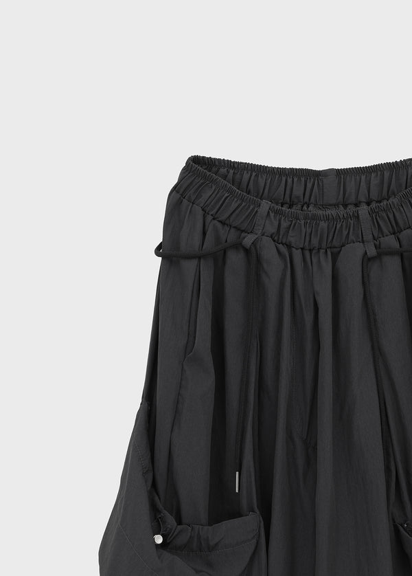 Pink Nylon Cargo Elastic Pants