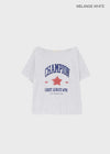 Pzen Printed Off-shoulder Short-sleeve Tee