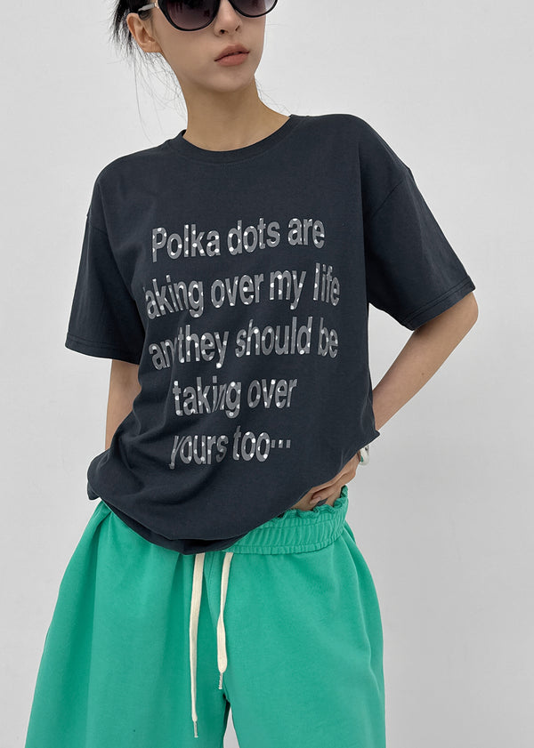 Ducks Dot Lettering Short Sleeve T-shirt