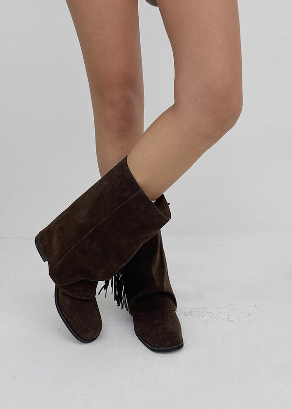 Melt Tassel Suede Mid-calf Boots