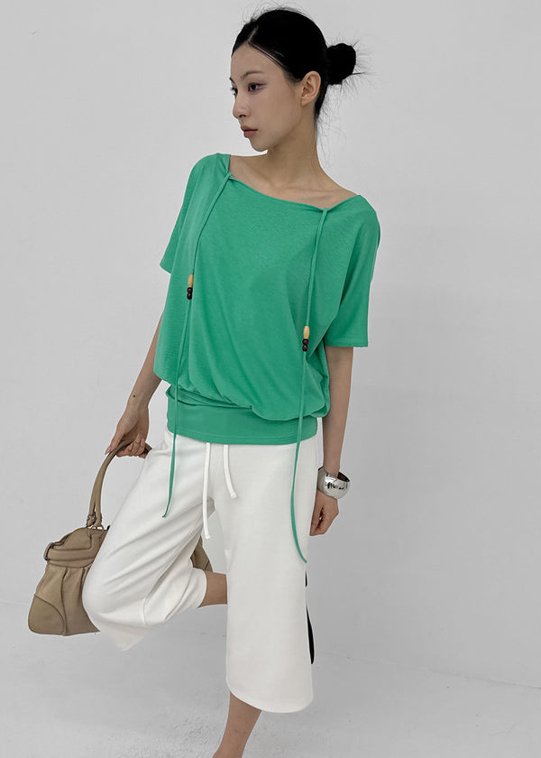 Dash Beads Strap Halter Short Sleeve Tee