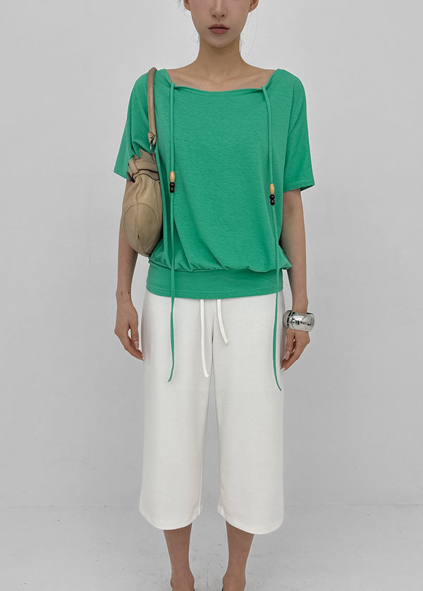 Dash Beads Strap Halter Short Sleeve Tee