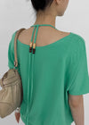 Dash Beads Strap Halter Short Sleeve Tee
