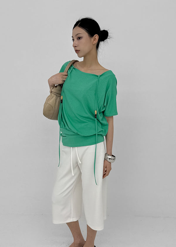 Dash Beads Strap Halter Short Sleeve Tee