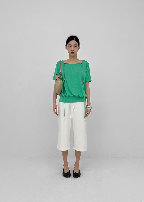 Dash Beads Strap Halter Short Sleeve Tee