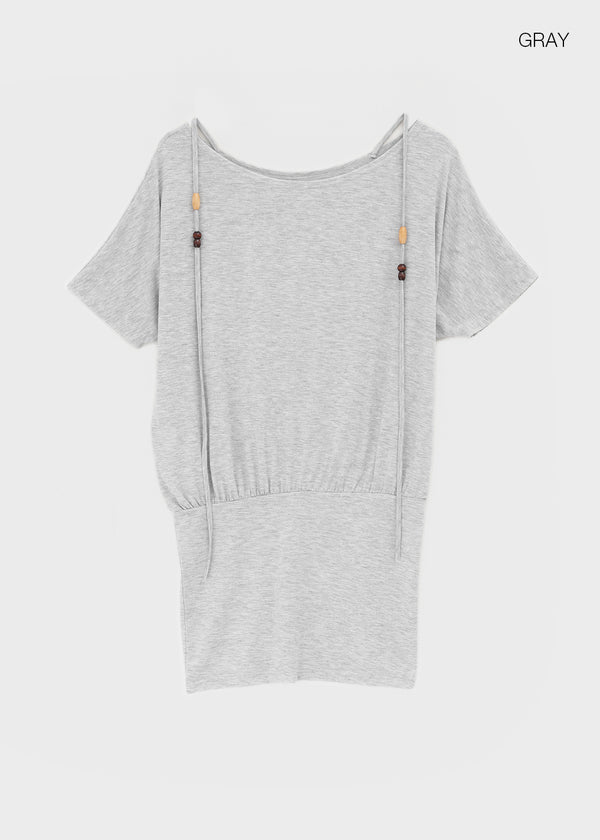 Dash Beads Strap Halter Short Sleeve Tee