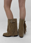 Melt Tassel Suede Mid-calf Boots