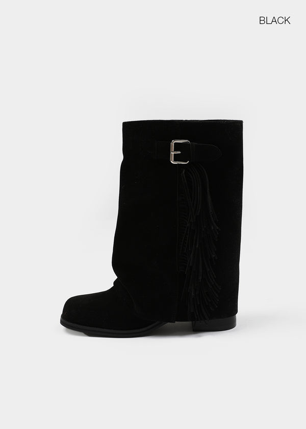Melt Tassel Suede Mid-calf Boots