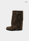 Melt Tassel Suede Mid-calf Boots