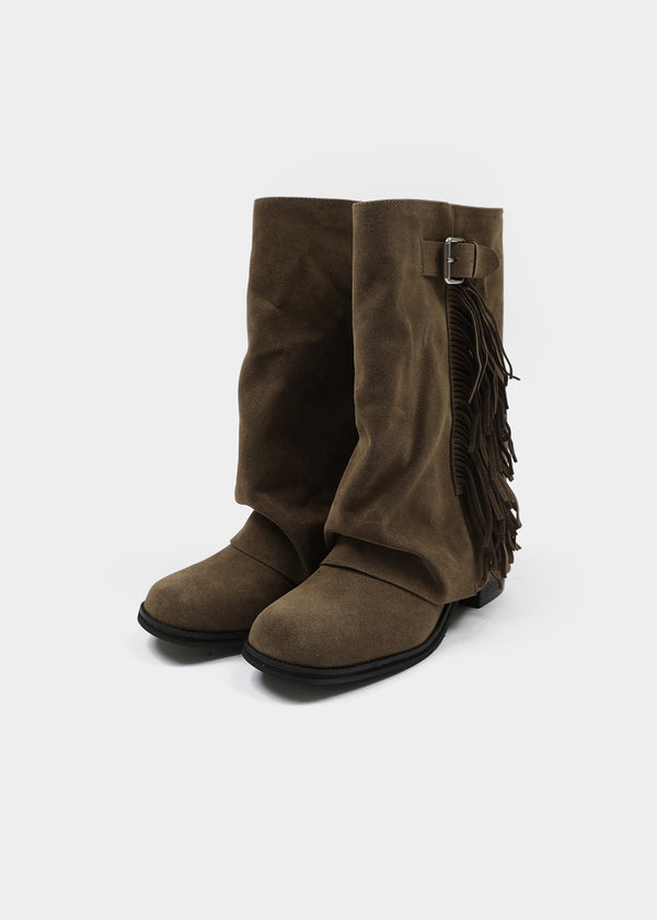 Melt Tassel Suede Mid-calf Boots