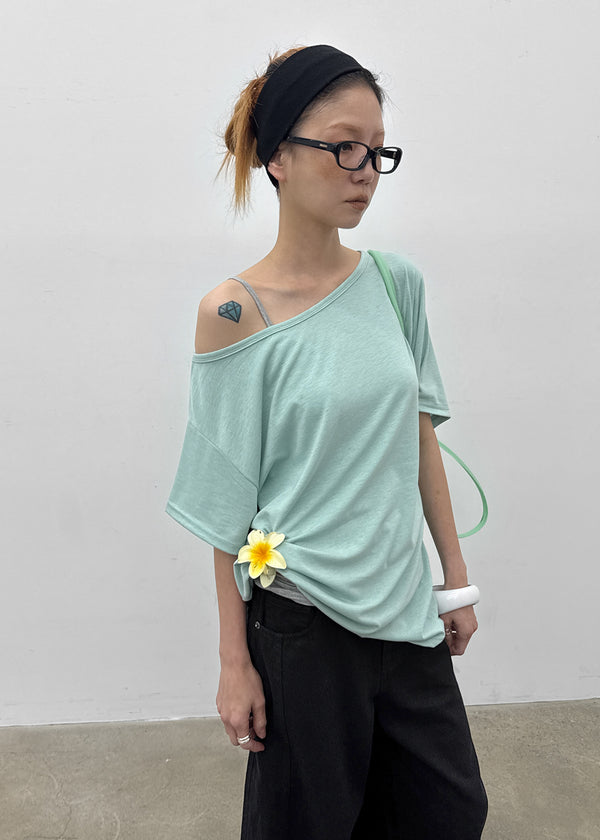 Dermal Loose Fit Off-shoulder Short Sleeve Tee