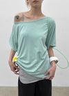 Dermal Loose Fit Off-shoulder Short Sleeve Tee