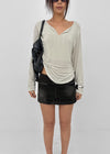 Mauvetee Backless Long-sleeve Shirt