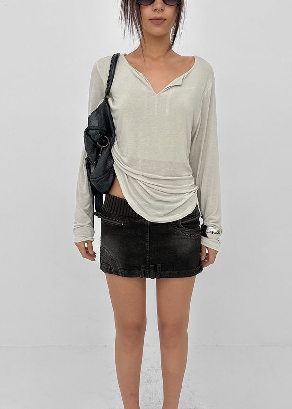 Mauvetee Backless Long-sleeve Shirt