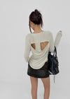 Mauvetee Backless Long-sleeve Shirt