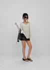 Mauvetee Backless Long-sleeve Shirt