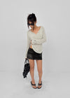 Mauvetee Backless Long-sleeve Shirt