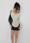 Mauvetee Backless Long-sleeve Shirt