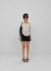 Mauvetee Backless Long-sleeve Shirt
