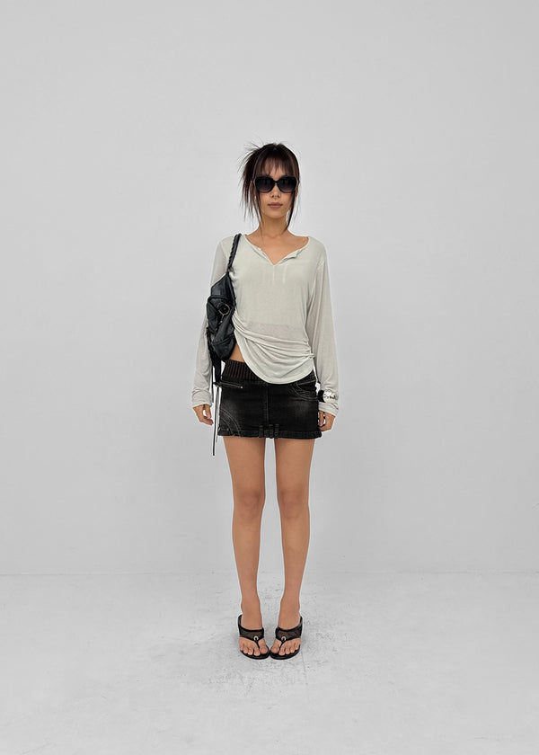 Mauvetee Backless Long-sleeve Shirt