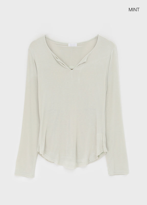Mauvetee Backless Long-sleeve Shirt
