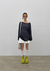 Srento Off-shoulder Knit Long-sleeve T-shirt (40% Linen)