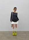 Srento Off-shoulder Knit Long-sleeve T-shirt (40% Linen)