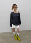 Srento Off-shoulder Knit Long-sleeve T-shirt (40% Linen)
