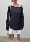 Srento Off-shoulder Knit Long-sleeve T-shirt (40% Linen)
