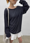 Srento Off-shoulder Knit Long-sleeve T-shirt (40% Linen)