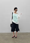 Srento Off-shoulder Knit Long-sleeve T-shirt (40% Linen)