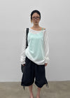 Srento Off-shoulder Knit Long-sleeve T-shirt (40% Linen)
